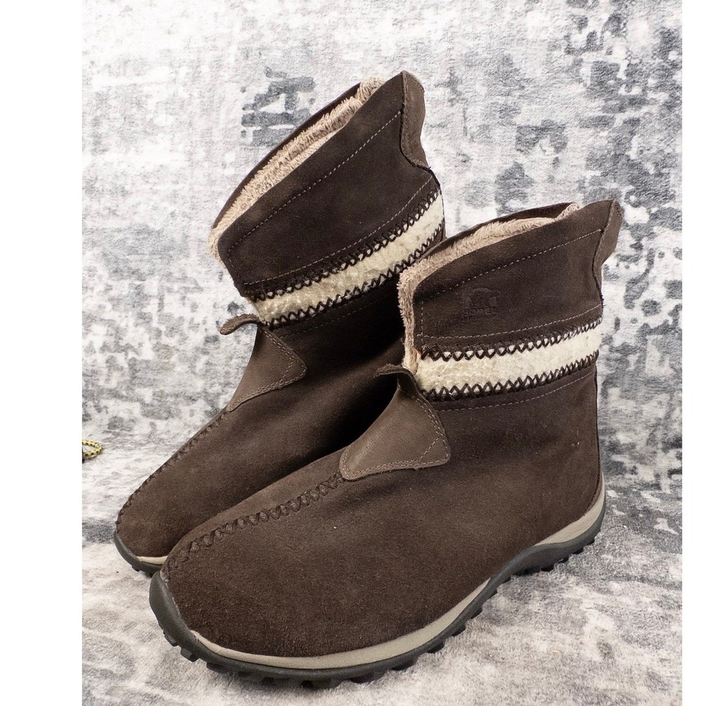 Sorel Nicolet Winter Boots Womens Size 9 Brown Suede Waterproof Thinsulate Lined